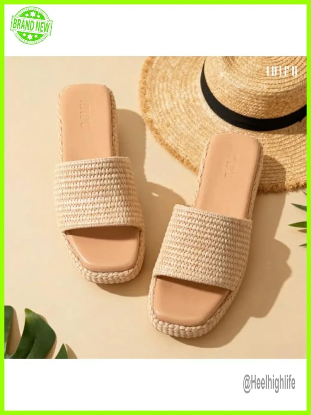Women's Platform Espadrille Sandals Raffia Slip On Square Open Toe Wedges